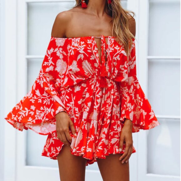 Hello Molly MADE IN THE AFTERMATH ROMPER RED - Picture 1 of 5